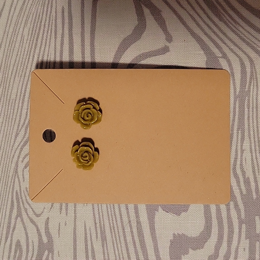 Brown Rose Stud Earrings
